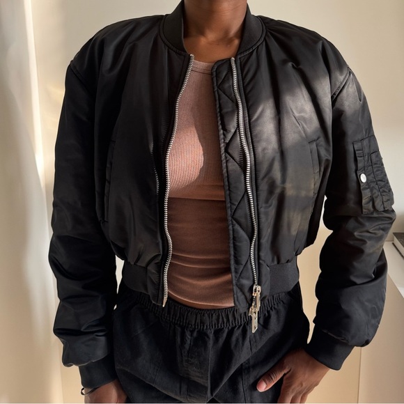 Zara Jackets & Blazers - Zara Black Bomber Jacket with silver hardware